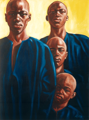 Vier Jungs, acrylic on canvas, 2000
