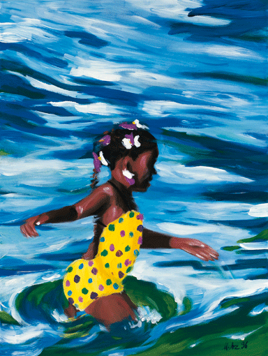 M&auml;dchen im See, acrylic on canvas, 1997