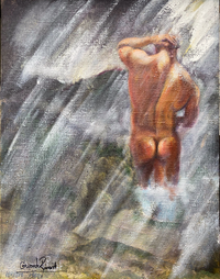 Riese Kunhold aus S. bei M. liebt es, bei Unwetter im Bergsee zu duschen