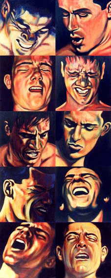 Cumshots, acrylic on canvas, 2001